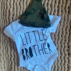 Little brother onesie with hat NWOT